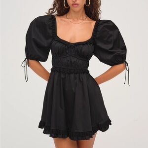 For Love And Lemons Black Puff Sleeve Mini Dress - Jackson Mini Dress